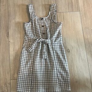 Plaid Sleeveless Dress with Belt